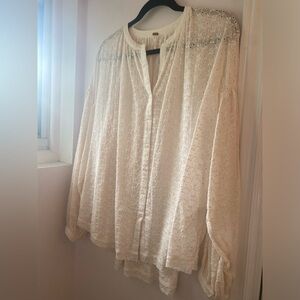Free People Flowy Eyelet Buttondown